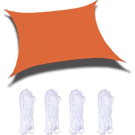 Sonnensegel, Regenschutz, UV-Schutz, UV-beständiger Streifen, energiesparend, elegante Plane für den Sommergarten (Orange, 5 × 3 m)