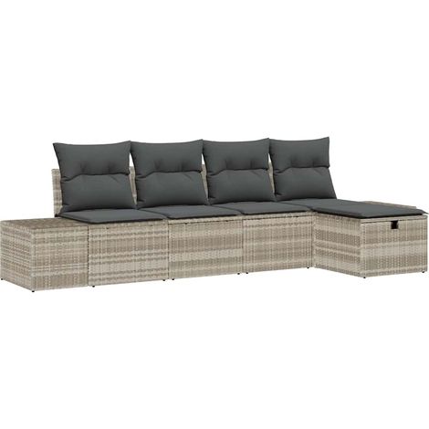 Maison Exclusive - Set Divano da Giardino 5 pcs Grigio chiaro polyrattan