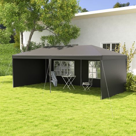 Carpa de Jardín 6x3m con 4 Paredes Laterales 2 Ventanas Visibles Cenador Gazebo de Exterior para Fiestas Eventos Gris (1/5)
