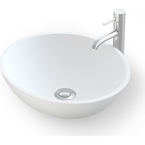 Aufgesetztes rundes Waschbecken BOLEA 40 cm aus Solid Surface - Waschbecken Badezimmer