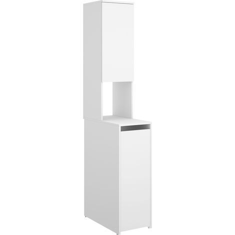 Colonne meuble de rangement à 2 portes pour buanderie  coloris Blanc - Longueur 31,7 x Profondeur 62 x Hauteur 190 cm (1/4)