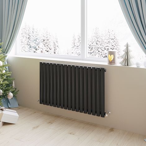 Acezanble Horizontal Oval Column Radiator Central Heating Rad 600x1003mm Single Black