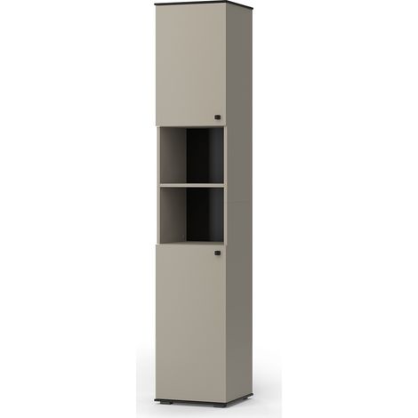 Armario de baño Joli, Gris, 37 x 192 cm con 2 puertas, Vicco