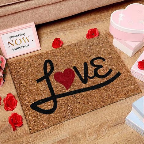 Tapis De Bienvenue - Tapis De Sol Thème Saint-Valentin - Pour Intérieur Et Extérieur - 40 x 60 cm - 1 Pièce (1/2)