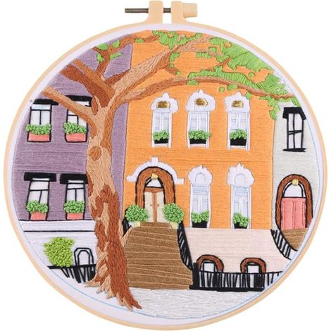 Embroidery Starter Kit, Landscape Pattern Embroidery Kit, Cross Stitch Embroidery, Embroidery Kit for Beginners, Embroidery Kits, DIY Craft Handmade Decoration for Adults 3535 (04)