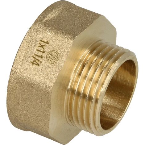Rallonge de réduction FF/FM 1 1/4’’ x 1’’ hexagonale laiton nu