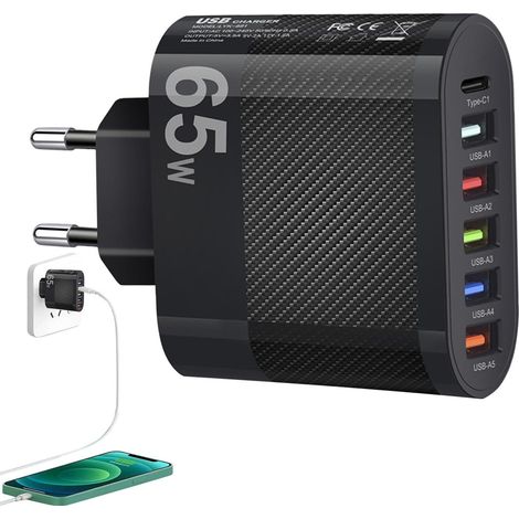 Cargador rápido para portátil de 65 W - Adaptador de CA para portátil, paquete de 2 (1/5)