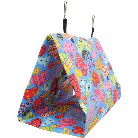 Tente suspendue triangulaire en toile colorée pour perroquets, avec crochets, pour calopsitte ou inséparable, 25 x 15 x 18 cm (1/5)