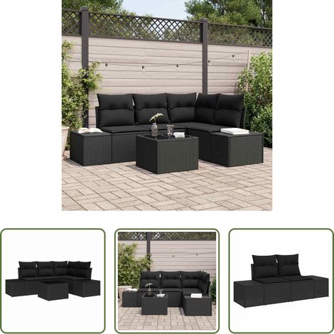 Terrassensofa - Gartensofa-set 5 pcs Schwarz Poly-Rattan (1/5)