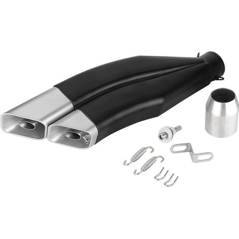 Silencieux d'échappement double universel en acier inoxydable noir 51mm pour moto, pièce de modification (1/5)