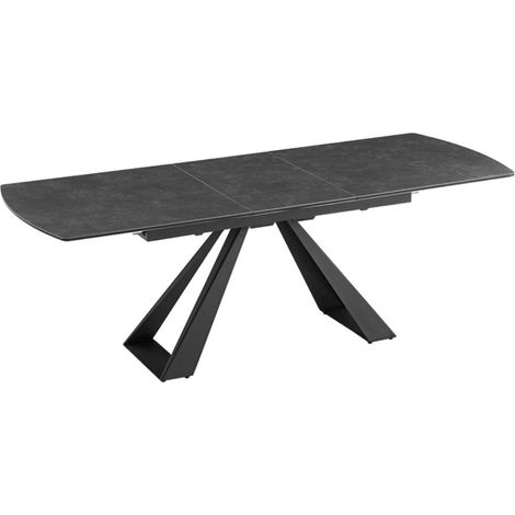 Table de salle à manger extensible OBLIKA 180-230 cm – Céramique noire et métal (1/5)