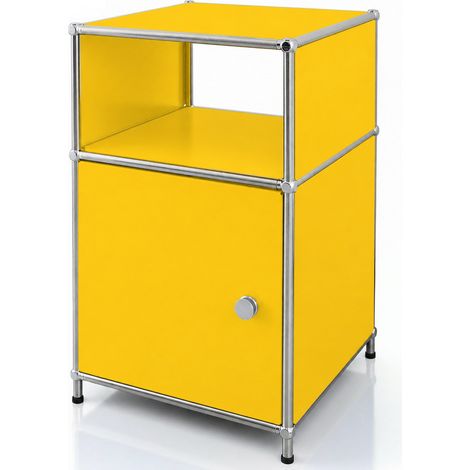 Metallregal Concept Epure MK-040 3-stöckiges Aufbewahrungsregal mit Tür & & Ablageflächen Gelb