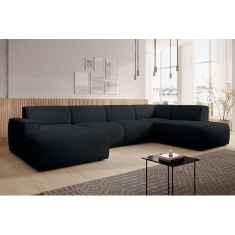 AX LIVING XXL Sofa U Form Didim Dunkelgrau 378cm breit modern & großzügig R