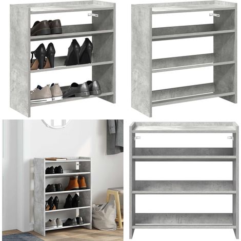 Mueble zapatero madera contrachapada gris hormigón 60x25x62 cm - Muebles de almacenamiento - Muebles de entrada
