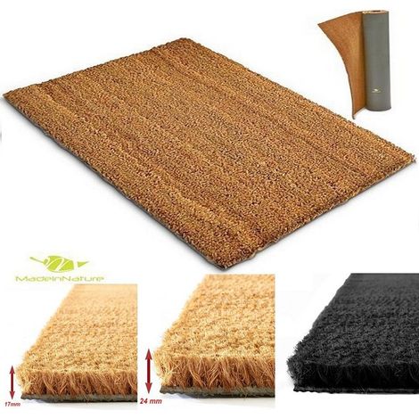 Madeinnature – Tapis d'entrée en coco – Paillasson antibactérien avec dos antidérapant – Largeur 100 cm x Longueur 120 cm – Hauteur 17 mm