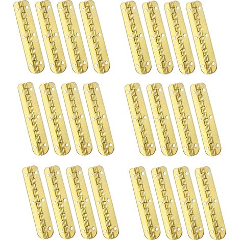 Bisagras para mini pianos, 24 bisagras de 90 grados para joyeros, para joyeros de madera, color dorado, 6,5 x 0,9 cm, material de hierro. (1/4)