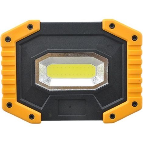 1 projecteur LED de chantier, rechargeable USB, 2000 lm, 3 modes (lumineux/moyen/stroboscopique), IP65, avec support réglable 180° (1/5)
