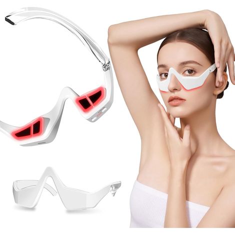 Red light therapy device for under the eye,  650nm red light therapy for eye glasses,  microcurrent eye massage mask for dark circles,  smoother fine lines