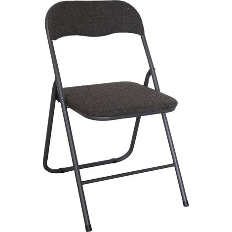 Sedia Pieghevole Imbottita Teddy in Tessuto Bouclè da Interno Ufficio Casa Resistenti Ferro Leggere Colorate Comode con Schienale Salvaspazio Portatile Grigio (1/4)