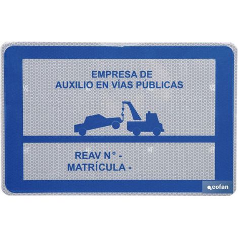 Placa de señalización para Grúa de Servicio Auxilio en carretera