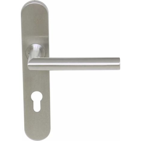 Ensemble de béquille Inox sur plaque - EUROWALE - Pomerol - Ensemble sur plaque 190 x 40 mm - EA 165 mm - Clé I