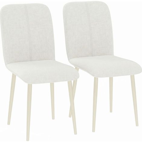 Lot de chaises rembourrées chaise repas 2 pièces aspect lin piètement léger crème (1/5)