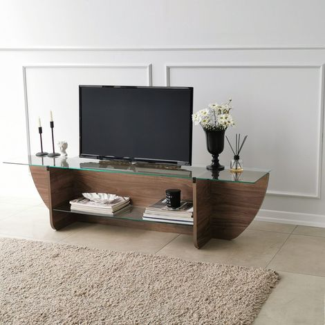 TV-Möbel Lily TV Walnuss Glas 158x40x35 cm (1/5)