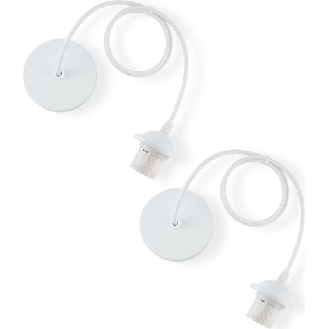 2 Pièces Porte Lampe E27,Câble Suspension 100CM,Métal Blanc,Réglable,Intérieur Café Chambre