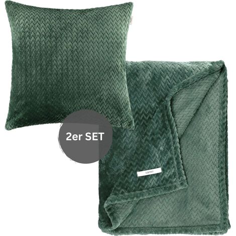 ESPRIT Wohndecke mit Dekokissenhülle COMFY-2 - 1 Stück 140x190 cm, Grün