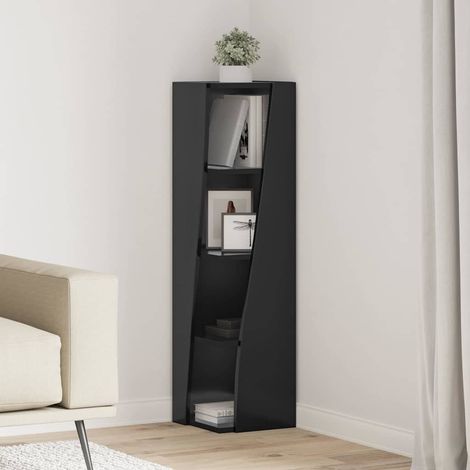 vidaXL Mobile angolare Nero 27,5x27x102cm Legno multistrato