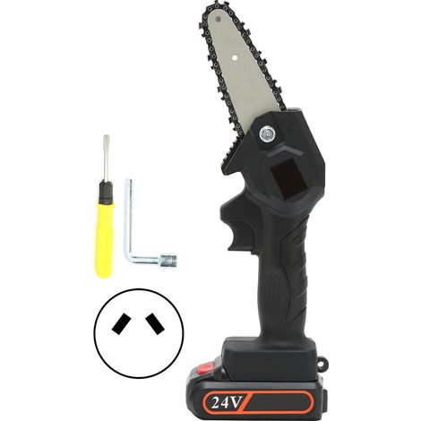 Mini tronçonneuse électrique rechargeable FYD001 noire, scie à élaguer de jardin à main, 110-240V AC avec prise AU