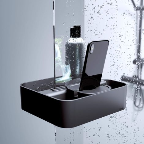2-Store Panier de Douche à Clipser, Noir (1/5)