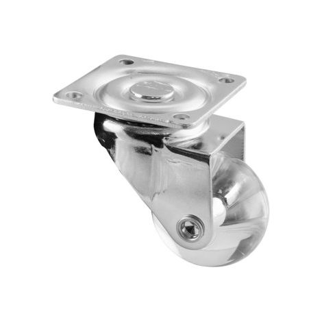 Roulette pivotante transparente avec base - 25 mm/25 kg, INTHER (1/5)