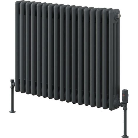 Reina Colona 2 Column Horizontal Radiator 600mm H x 785mm W - Anthracite