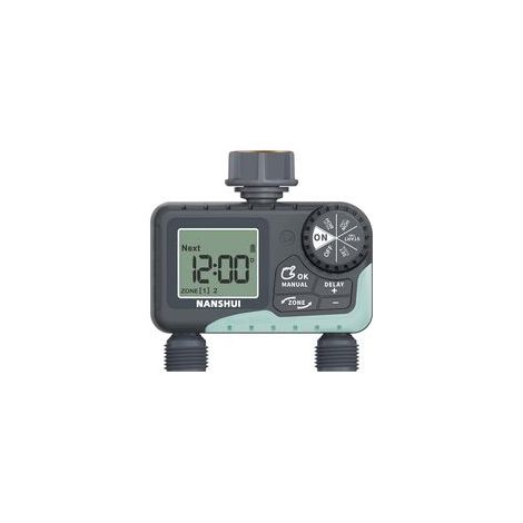 Programmateur d'arrosage 2 Voies,Fonction Manuel, Automatique et Rapide,Utilisation Simple,avec Affichage LCD,Temps d'arrosage Flexible pour Le Jardin et la Serre (1/5)