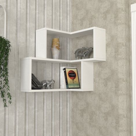 Estante Omignano, 2 Estantes, Esquinero, 45x15x55h cm Blanco (1/5)