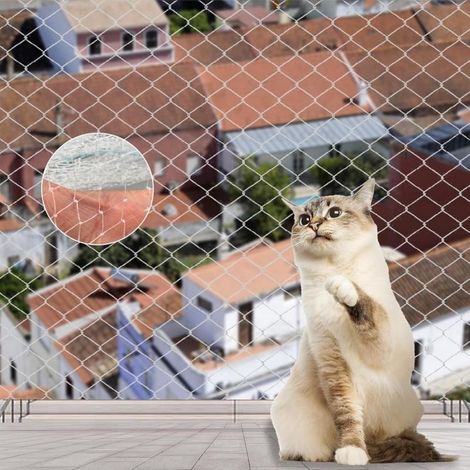 – Filet de protection pour chat 4x3 m – Nylon résistant aux UV – Installation sans perçage – Sécurise balcons et fenêtres