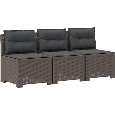 Maison Exclusive - 3-Sitzer Garten Sofa mit Kissen Rattan-Look PP (1/5)