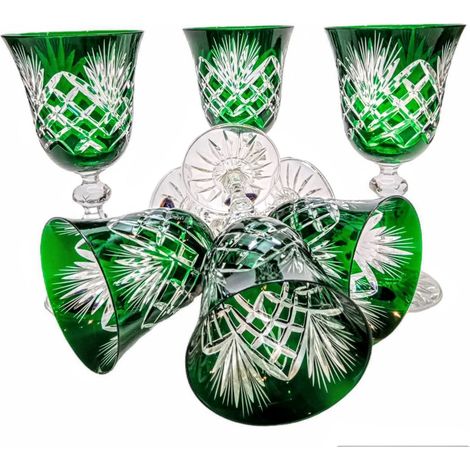 Copas de vino de cristal esmeralda de 170 ml con diseño de piña. (1/4)