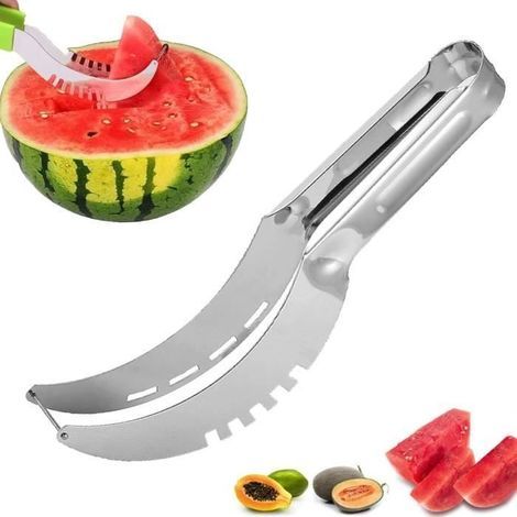(Silber, Grün, Rot) Wassermelonenschneider – Edelstahl – 20,5 cm – Gummigriff – Leicht zu reinigen – Leicht (1/4)