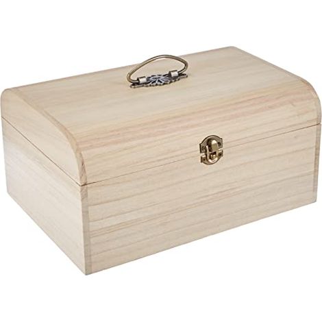 Rayher valigetta in legno con maniglia metallo antico, 29,5 x 20,5 x 14 cm, legno naturale, senza comparti interni, da decorare e colorare, 6166600 (1/4)