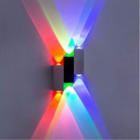 Wandlampe Innen 6W LED Modern Rechteck Aluminium Wandleuchte für Wohnzimemr, Schlafzimmer, Treppenhaus, Balkon, Bars (Farbiges Licht)