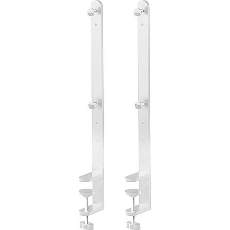 Lot de 2 pinces de bureau étendues pour fixation de panneau perforé et de table – Support en métal sans clous, montage réglable pour 1 à 5,5 cm d'épaisseur, 41,5 cm de hauteur, blanc (1/5)