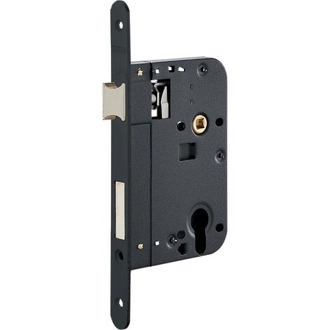 THIRARD - Boitier de serrure encastrable à cylindre pour porte d'entrée, axe 80mm, bouts ronds, noir - THIRARD