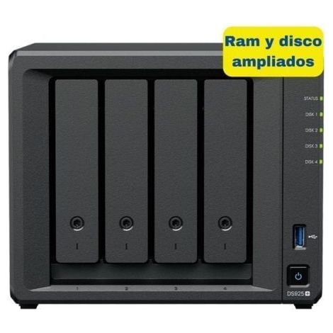 NAS Synology Diskstation DS925+/ 4 Bahías 3.5- 2.5/ 8GB DDR4/ 16TB/ Formato Torre