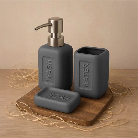 Exagonshop Set accessori bagno in Ceramica grigio Bingo 3 pz