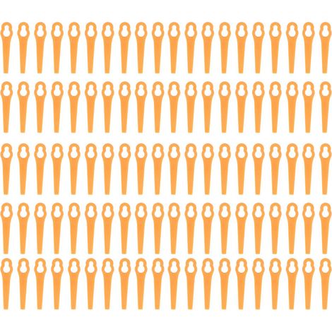 Rosvola 100 piezas de cuchillas de corte de plástico, accesorios de repuesto para desbrozadora, herramientas de poda manuales, color naranja. (1/5)