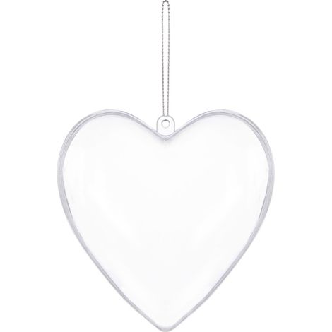 1x PALLINA ACRILICA CUORE TRASPARENTE IN PLASTICA APERTA DECO PALLINE 7cm (1/5)
