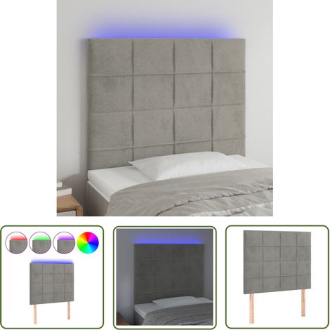 Tête de lit à LED Résistante et économique, Panneau de lit, Gris clair 100x5x118/128 cm Velours OIB9095E (1/5)