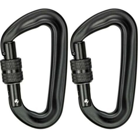 2-teiliger, hochbelastbarer D-förmiger Aluminium-Karabiner mit Verriegelung, 12 kN (1200 kg), für Hängematten, Yogaschaukeln, Camping, Schlüsselanhänger und Hundeketten (1/5)